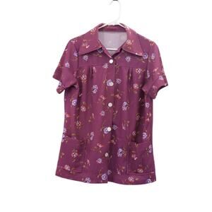 Vintage 1970s Purple Button Down Blouse